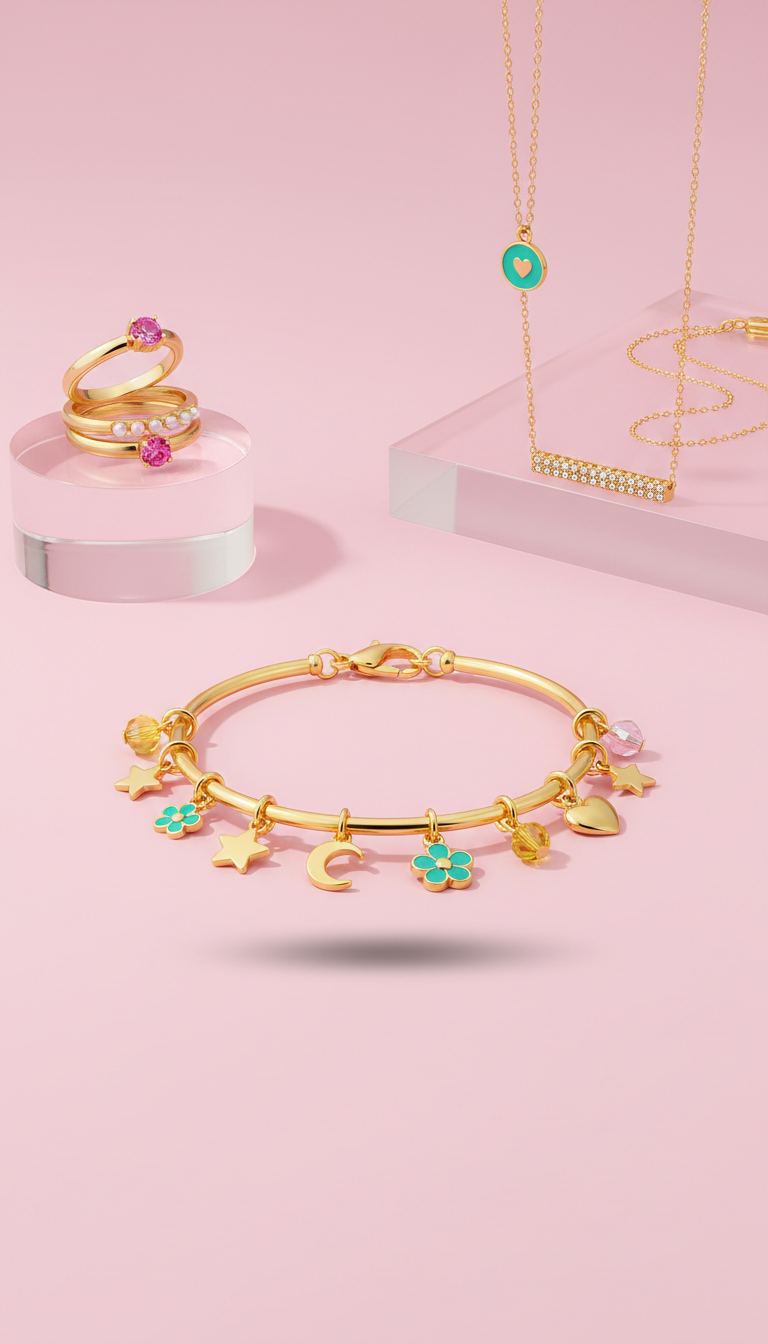 Bracelet charms jaune soleil éclatant