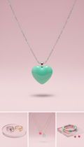Collier pendentif cœur menthe pop