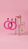 Créoles électriques en émail rose flashy