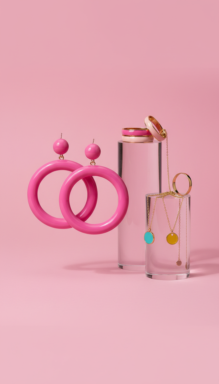 Créoles électriques en émail rose flashy